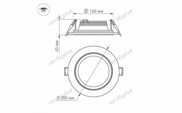 Светодиодная панель LT-R200WH 16W Warm White 120deg