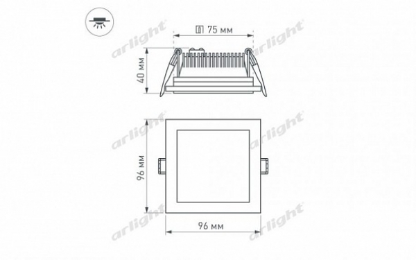 Светодиодная панель LT-S96x96WH 6W Day White 120deg