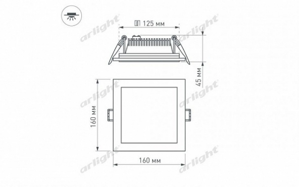 Светодиодная панель LT-S160x160WH 12W Warm White 120deg