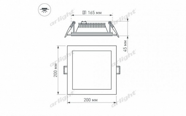 Светодиодная панель LT-S200x200WH 16W Warm White 120deg